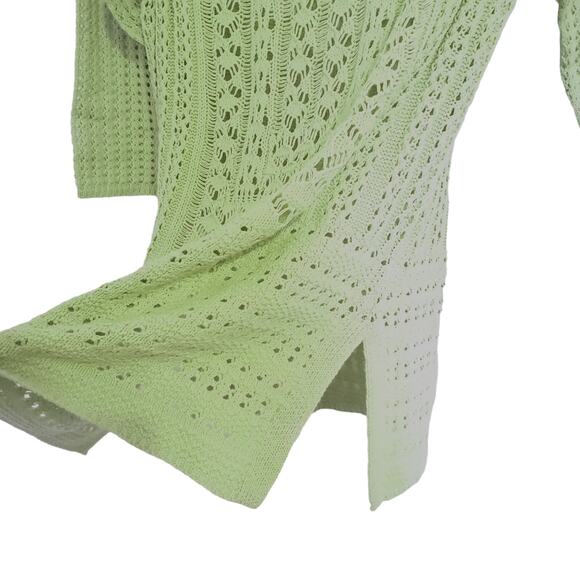 New Andrea Jovine Open Crochet Knit Tunic Sweater Mint Green Whimsy Fairy M NWT - Picture 6 of 6
